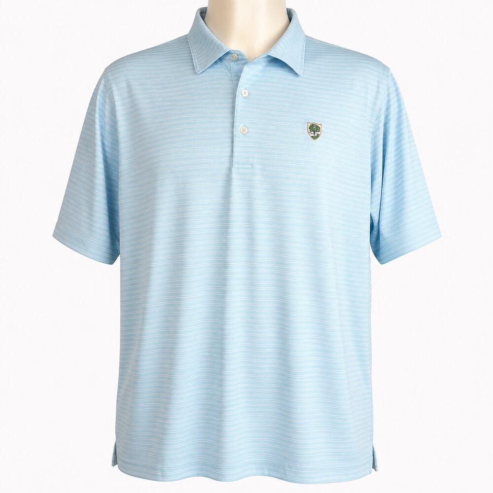 Vintage Peter Millar Striped Golf Polo Shirt Men's XL Blue Performance Polyester